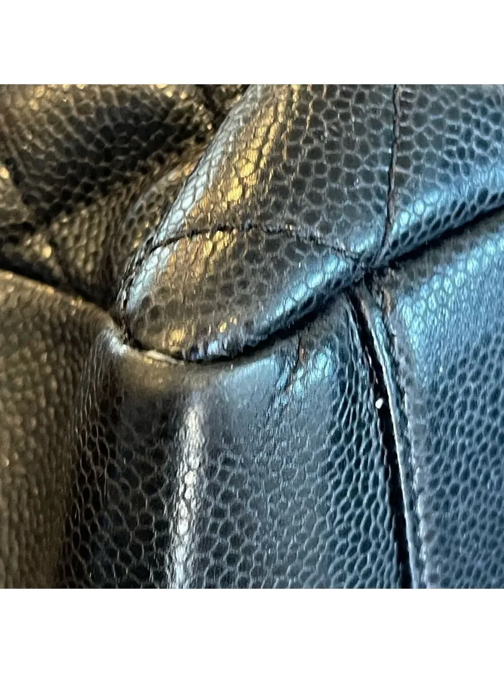 CHANEL Black Quilted Caviar Leather Tote with Interlocking CC